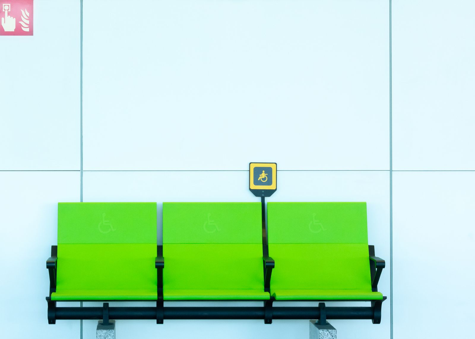 Accessible seating area with a wheelchair symbol