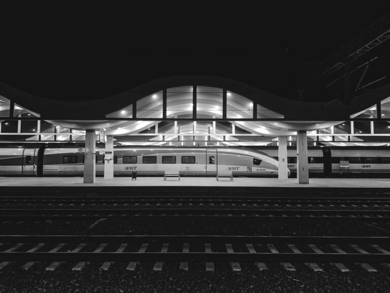 Illustrative high-speed railway station scene for Umrah train-travel planning