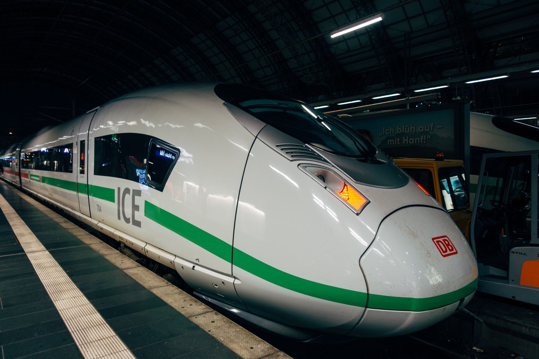 Illustrative high-speed passenger train at a railway station